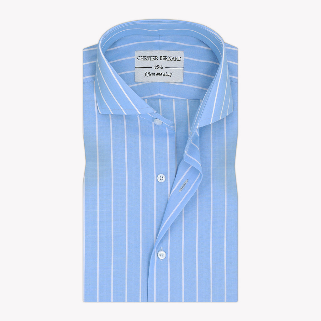 Skyline Sophistication Light Blue Wide Stripe Shirt OL-496