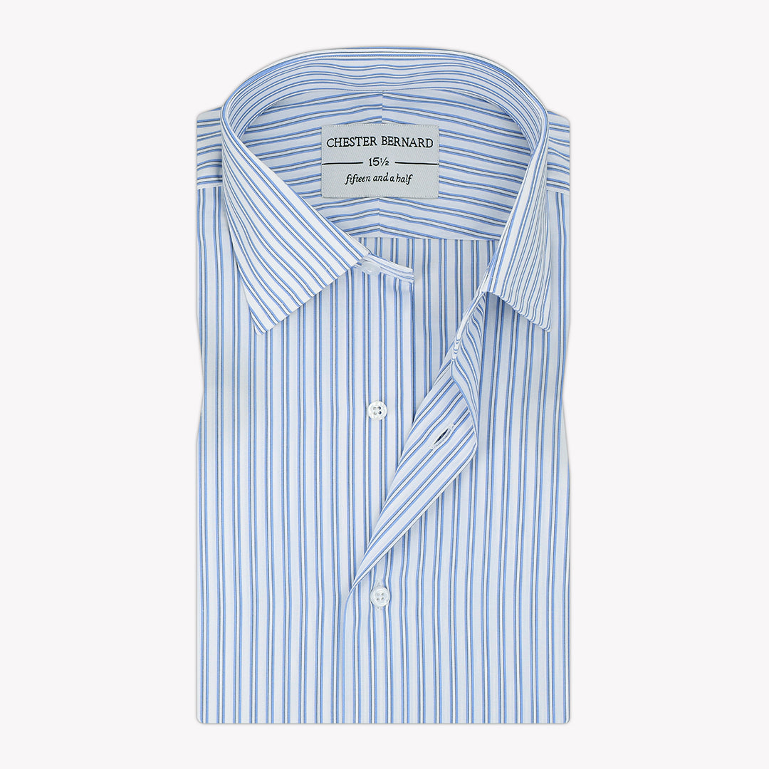 Oxford Breeze Blue & White Striped Dress Shirt OL-497