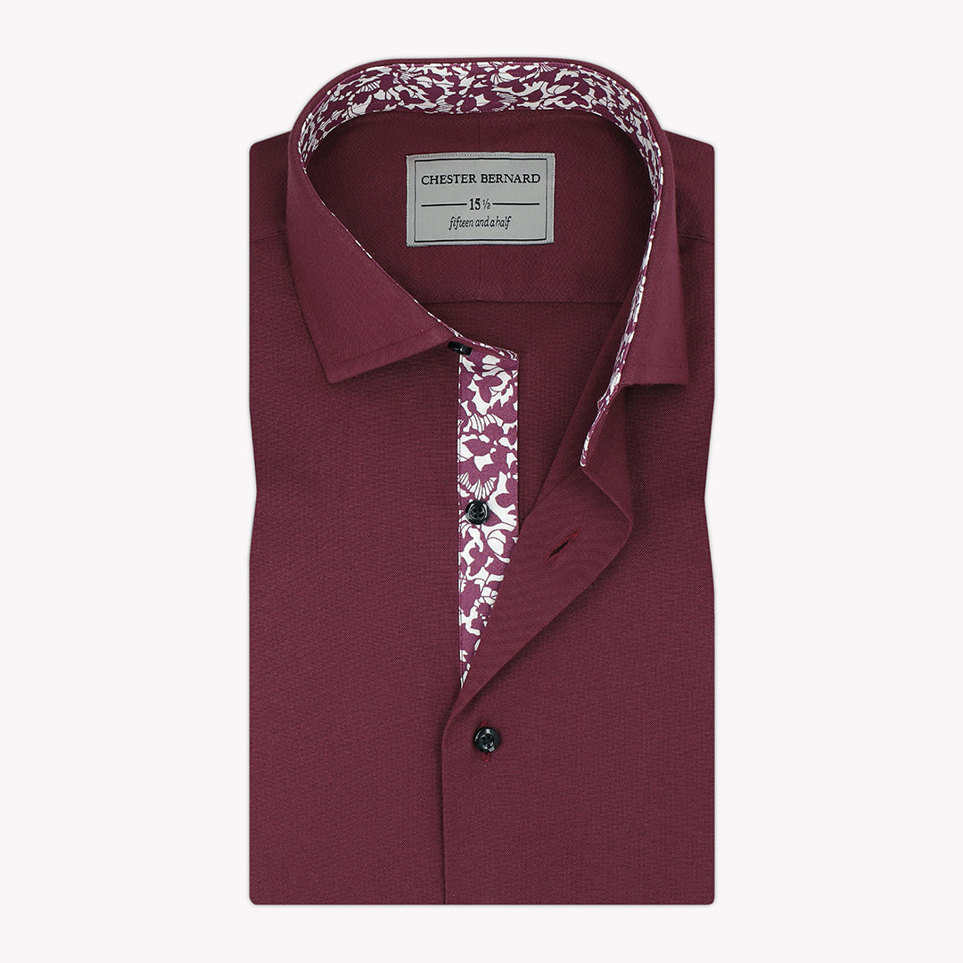 Wine Maroon Printed Trim Shirt OL-480