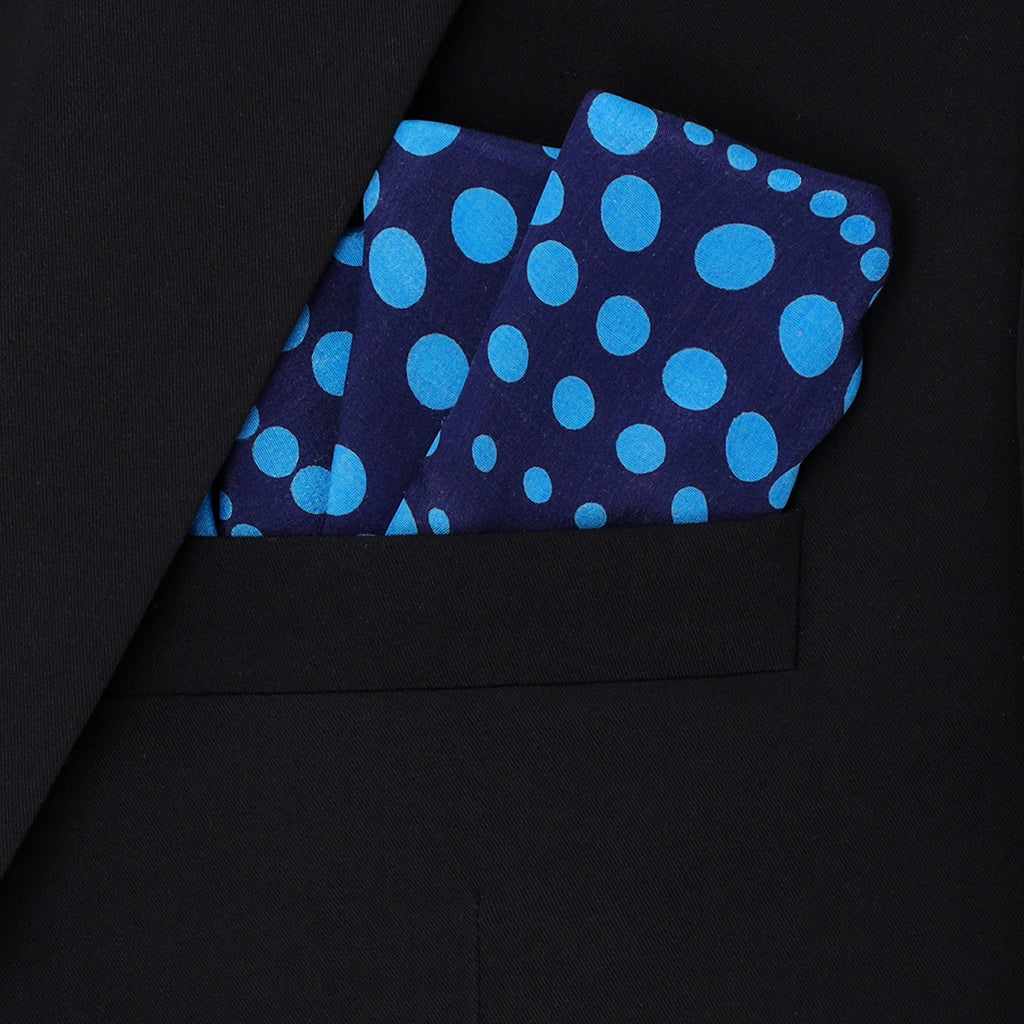 Blue Point Dots Print in Silk Pocket Square 2