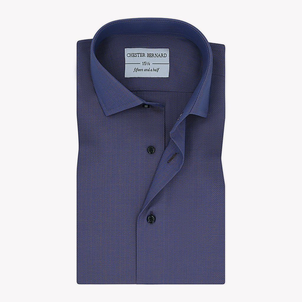 Two Tone Blue in Herringbone Formal Shirt OL/CO-248 PB