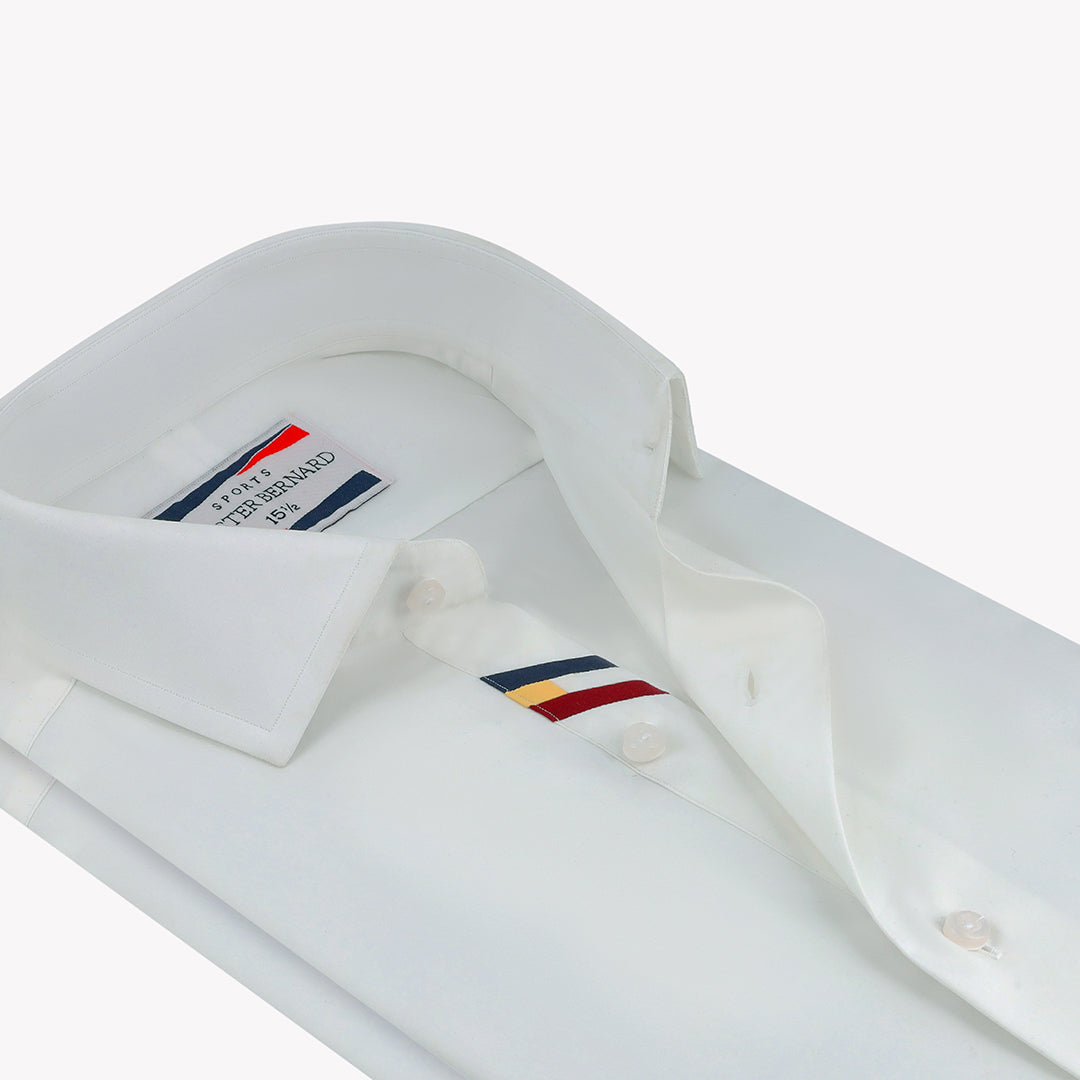 White Shirt with Tricolor Accent Placket