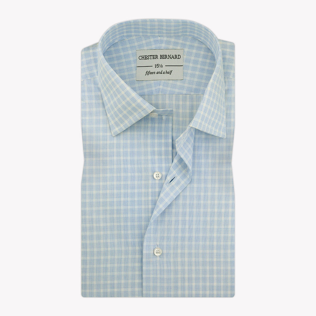 Classic White Pin Lines Blue Checks Formal Shirt OL-154