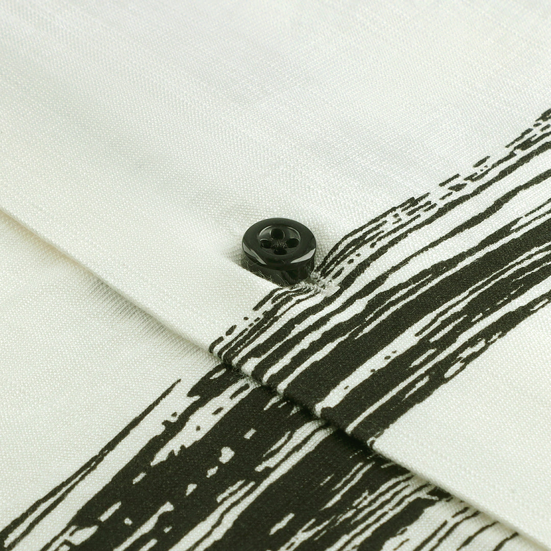 White & Black Linen Printed Limited Edition Shirt