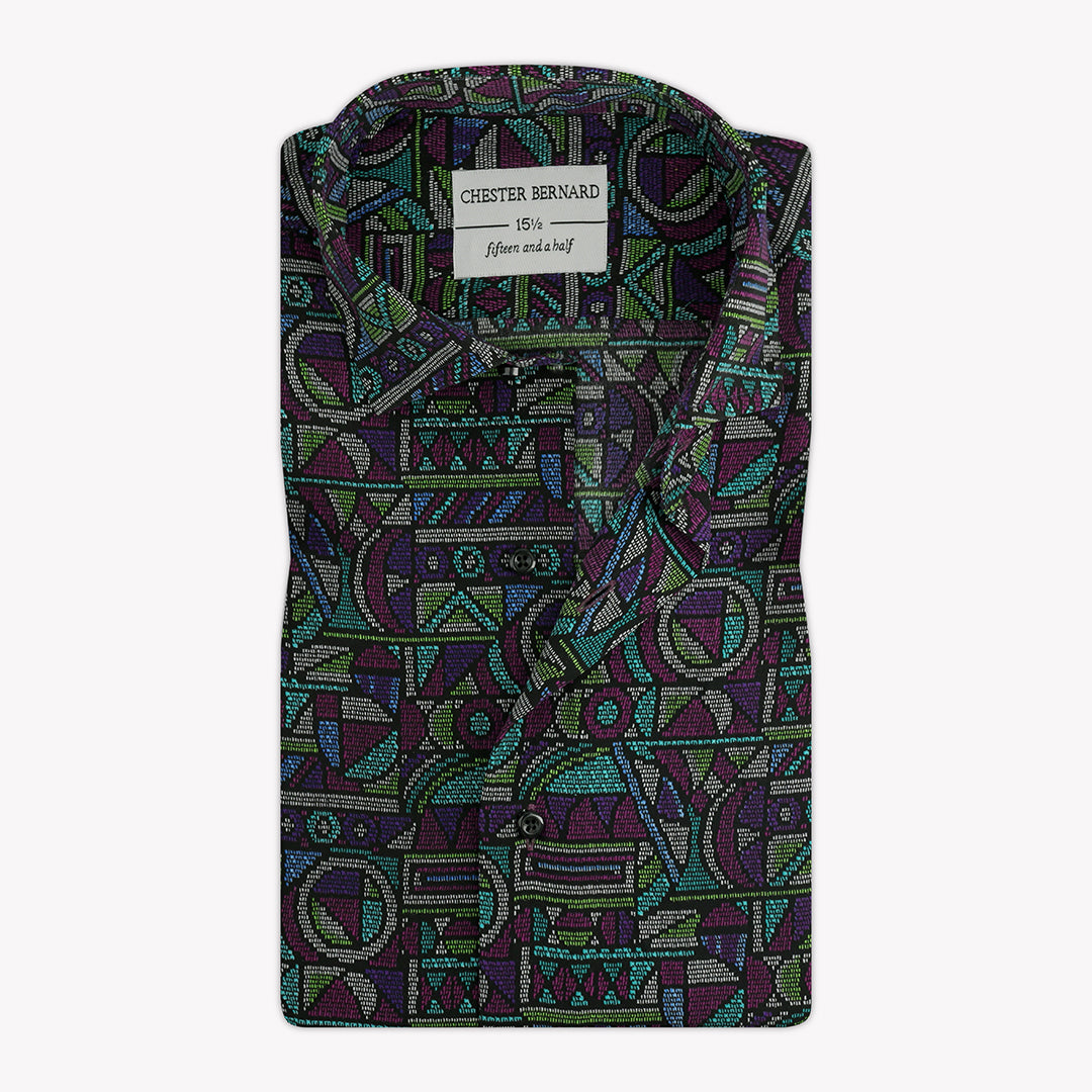 Dark Multi Colors Printed Casual Shirt Silk