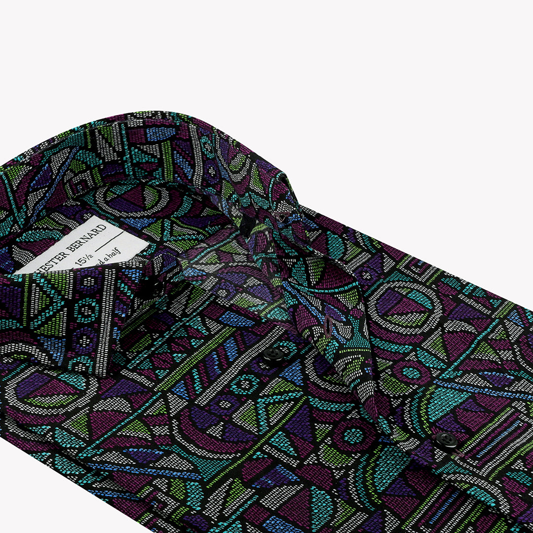 Dark Multi Colors Printed Casual Shirt Silk