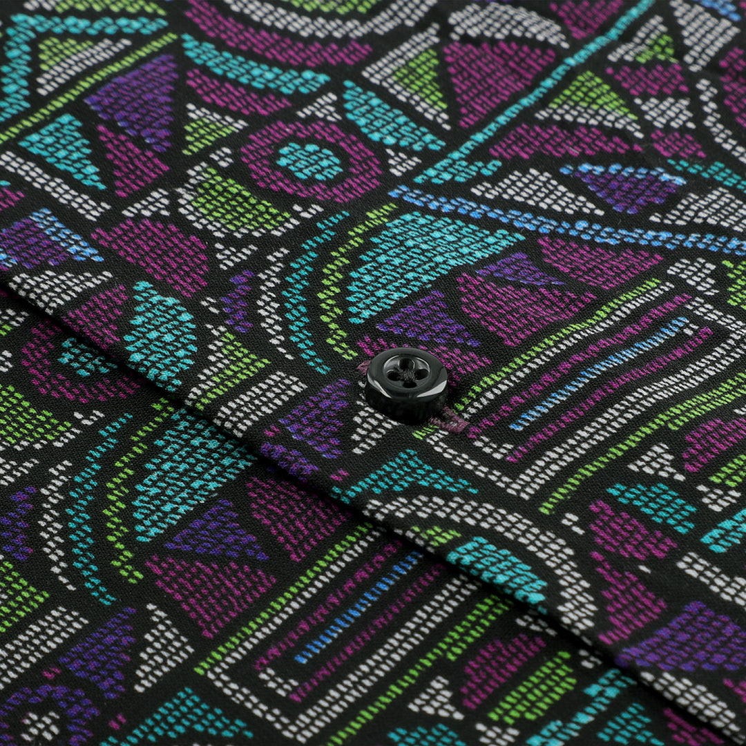 Dark Multi Colors Printed Casual Shirt Silk