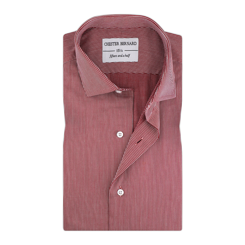 Red With White Pin Stripes Poplin OL-174