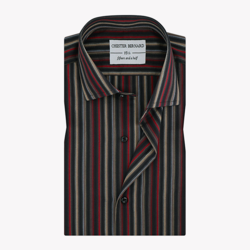 Red Black With Beige Stripes OL-177