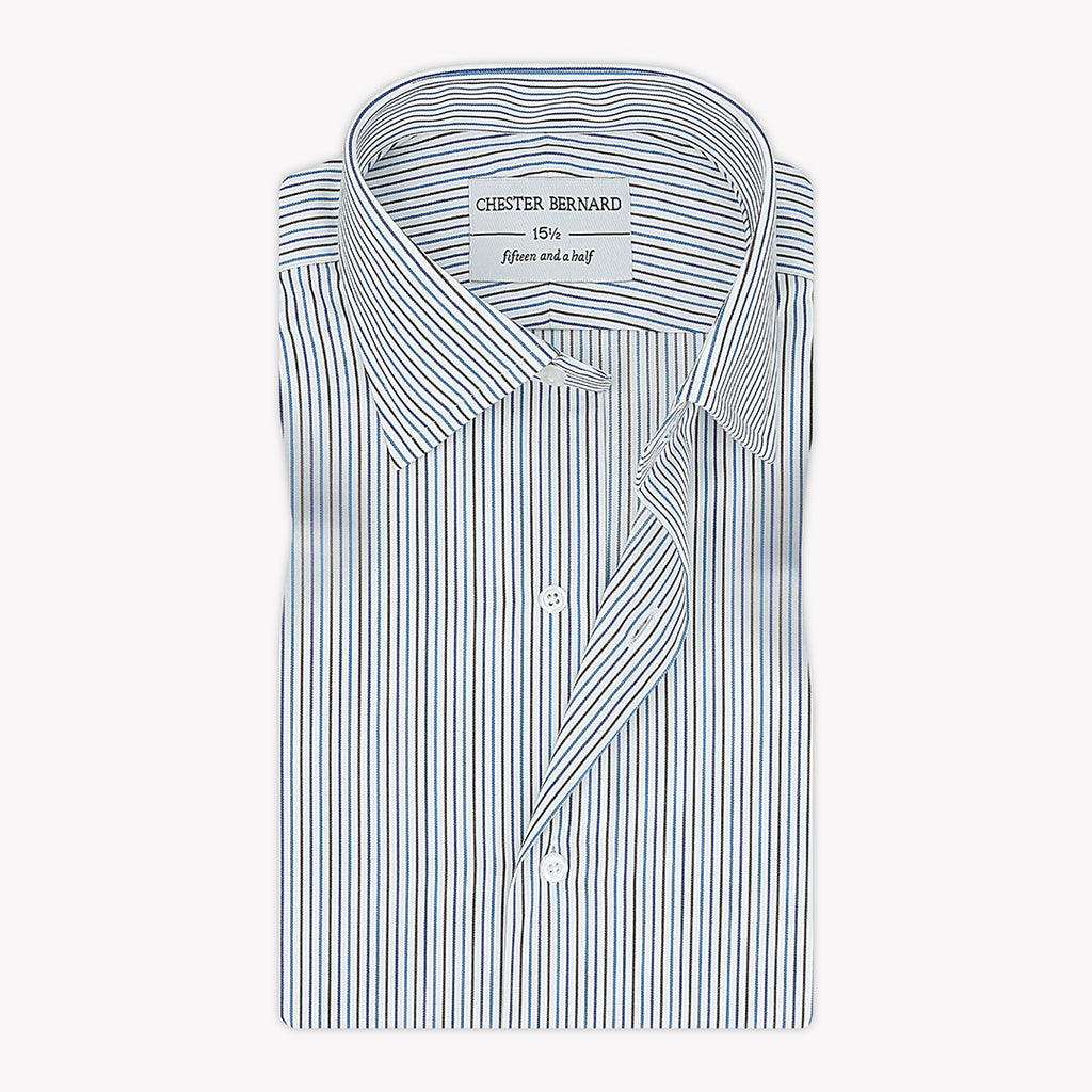White Self Multi Stripes Formal Shirt OL-102
