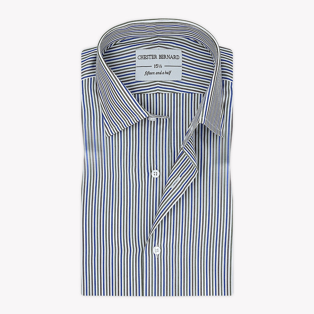 Khaki Brown With Blue Stripes Formal Shirt OL-84