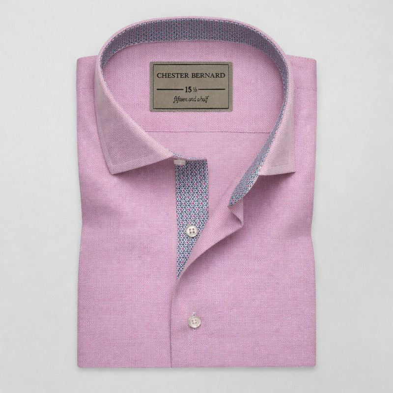 Soft Pink Solid Shirt with Contrast Inner Inlay OL-641