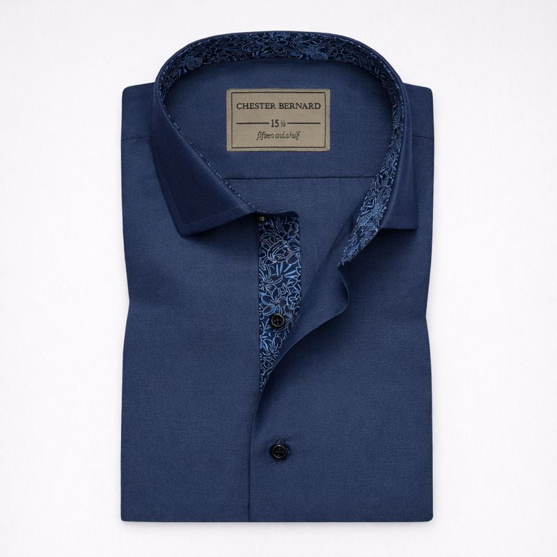 Royal Blue Solid Shirt with Inner Inlay OL-661