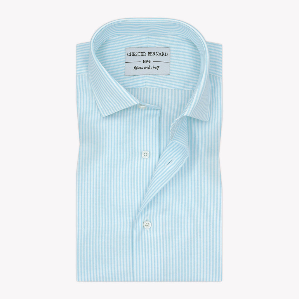 Classic Aqua-Striped Formal Shirt 1
