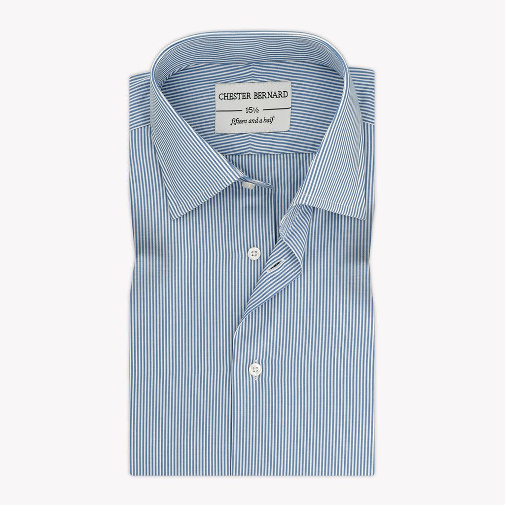 Classic blue stripes in Poplin Formal Shirt 1