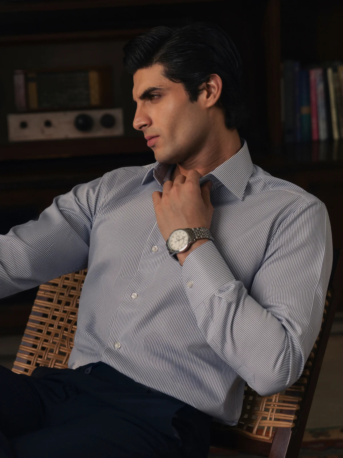 White & Blue Striped Dress Shirt
