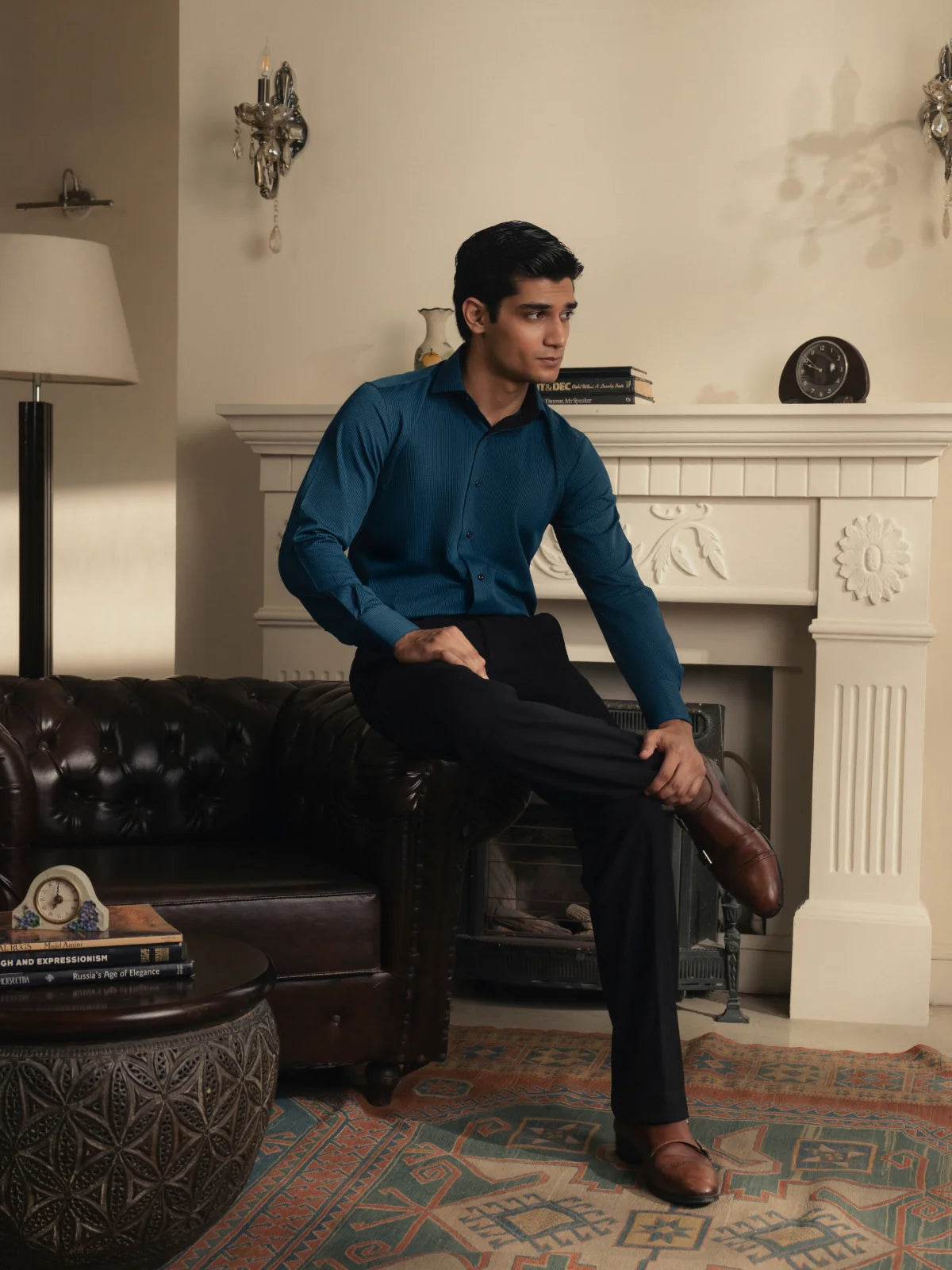 Teal Macro Stripe Shirt