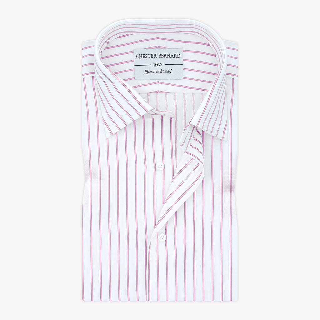 Double Pin Purple-Pink Striped Formal Shirt 1