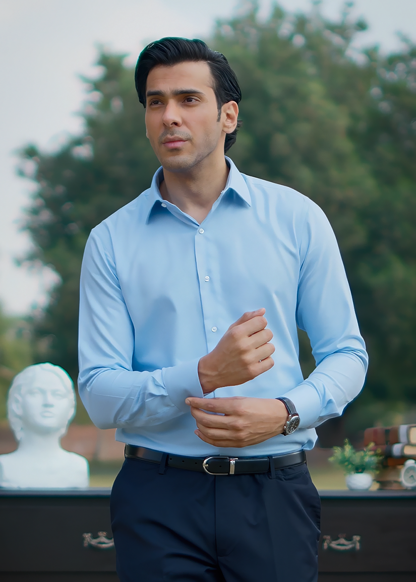Sky Blue Formal Jacquard Shirt