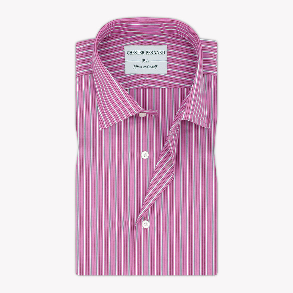 Fuchsia Pink In Stripes Formal Shirt For Mens 1