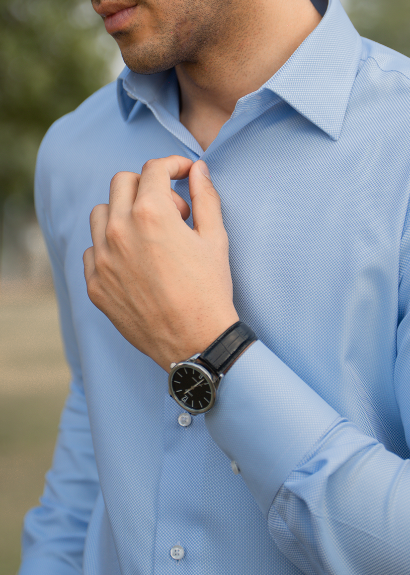 Sky Blue Formal Jacquard Shirt