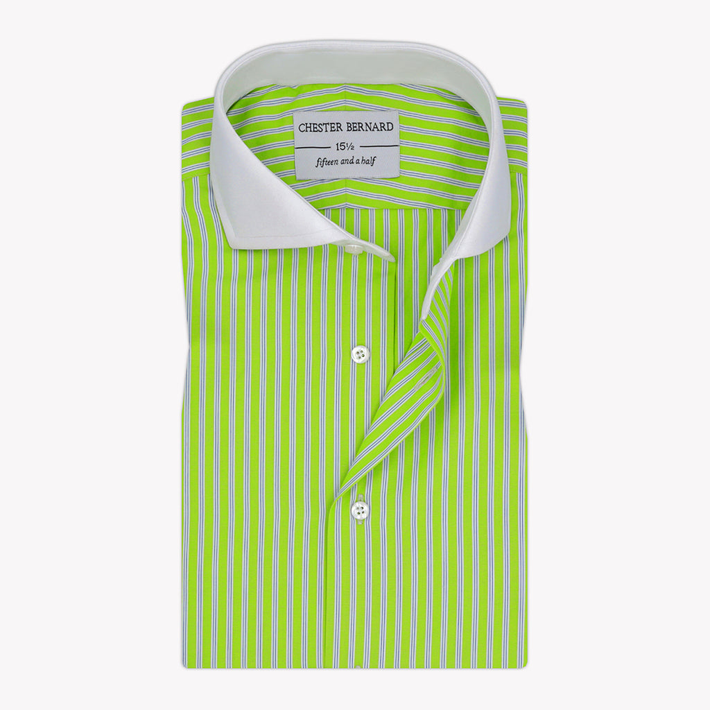 Green Stripes with  Blue Pin Formal Shirt For Mens1