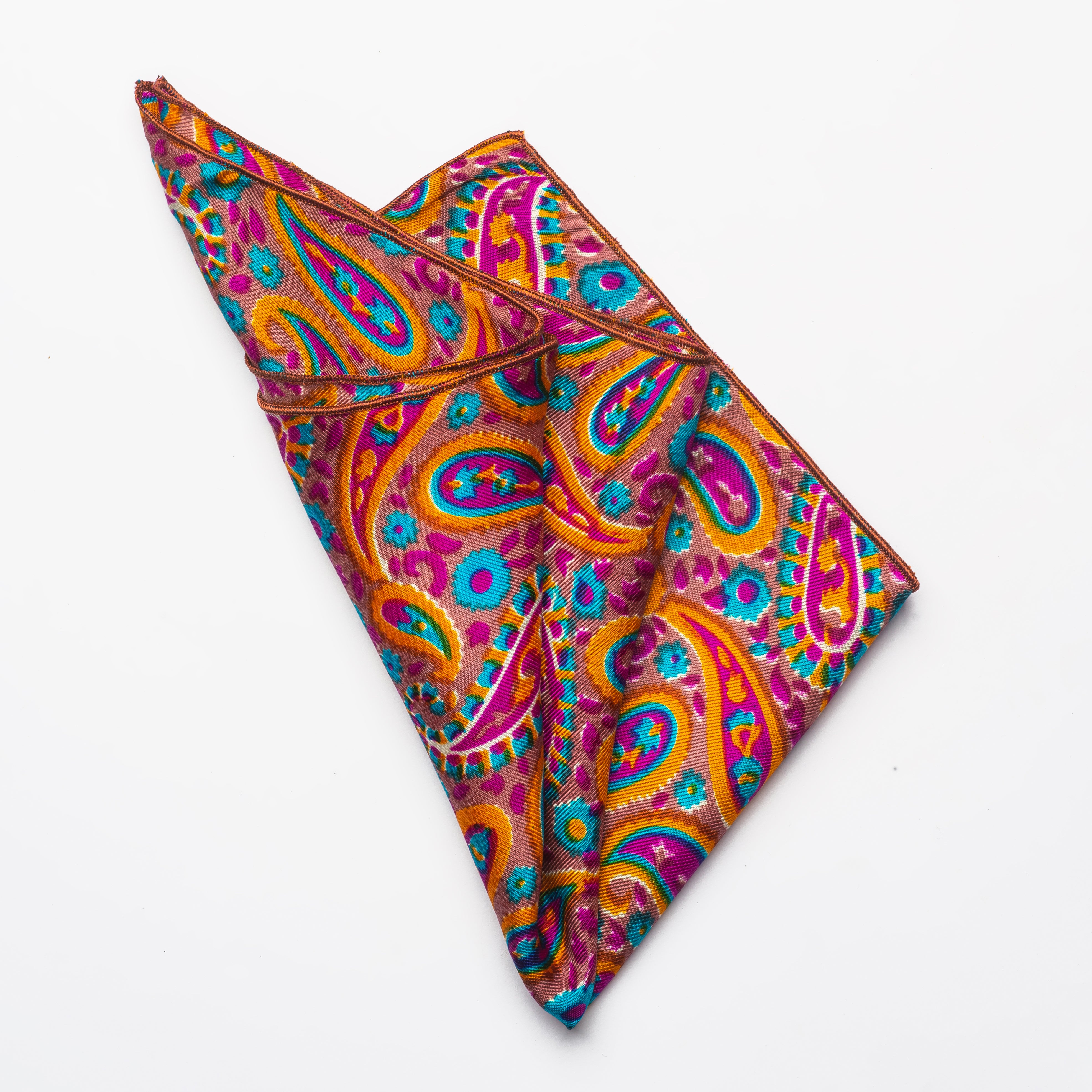 Bright Paisley Silk Pocket Square