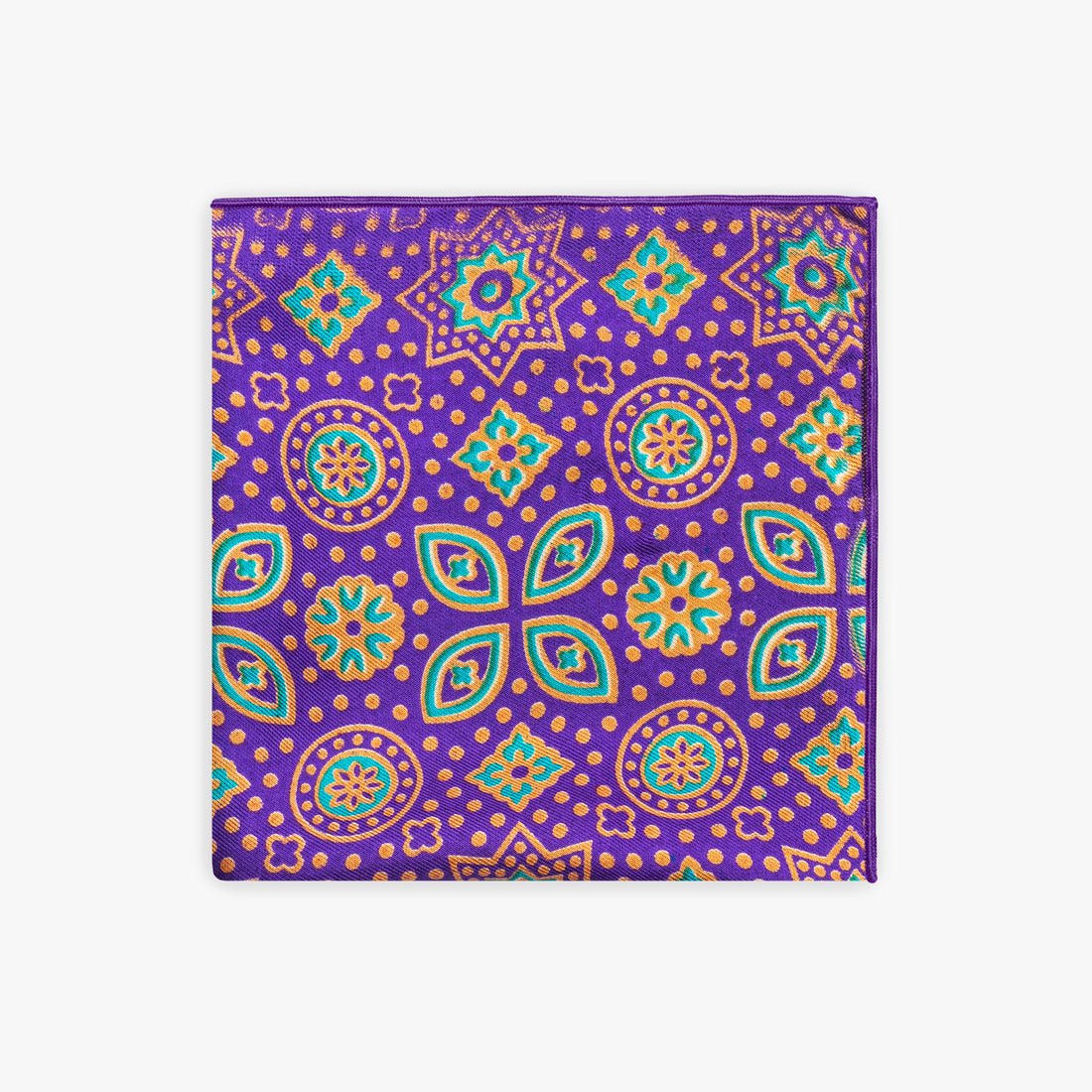 Purple Geometric Silk Pocket Square