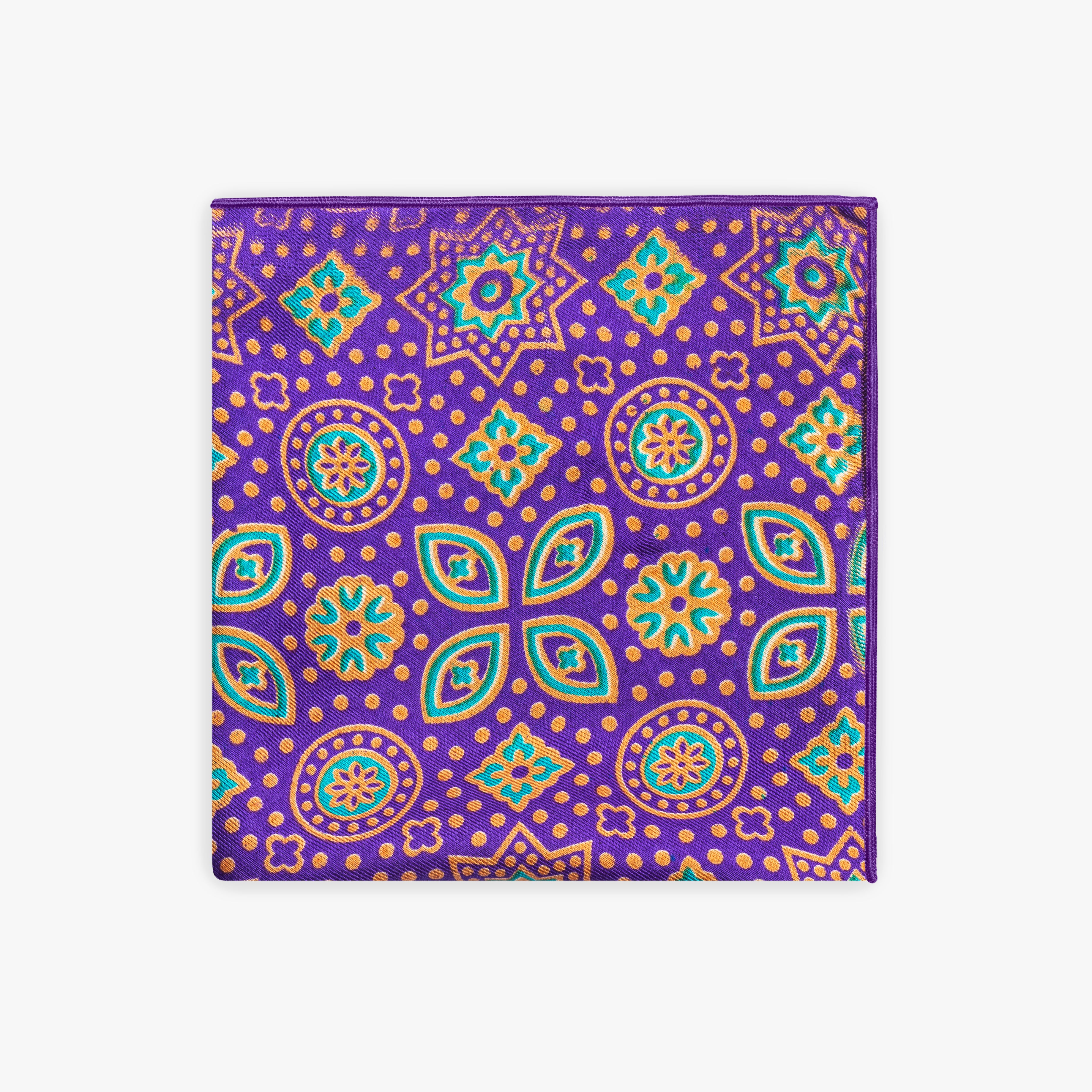 Purple Geometric Silk Pocket Square