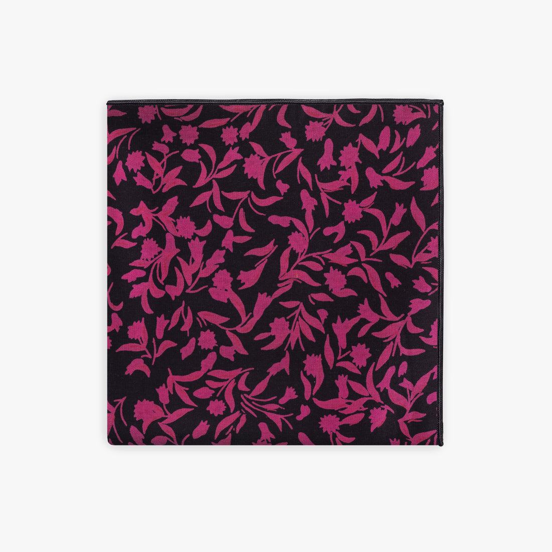 Black Pink Floral Silk Pocket Square