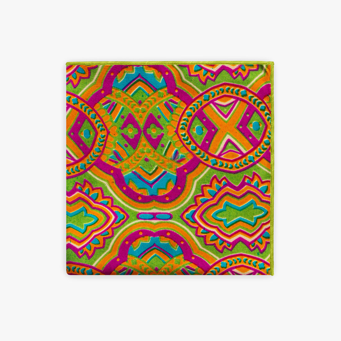 Vibrant Geometric Silk Pocket Square