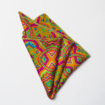 Vibrant Geometric Silk Pocket Square