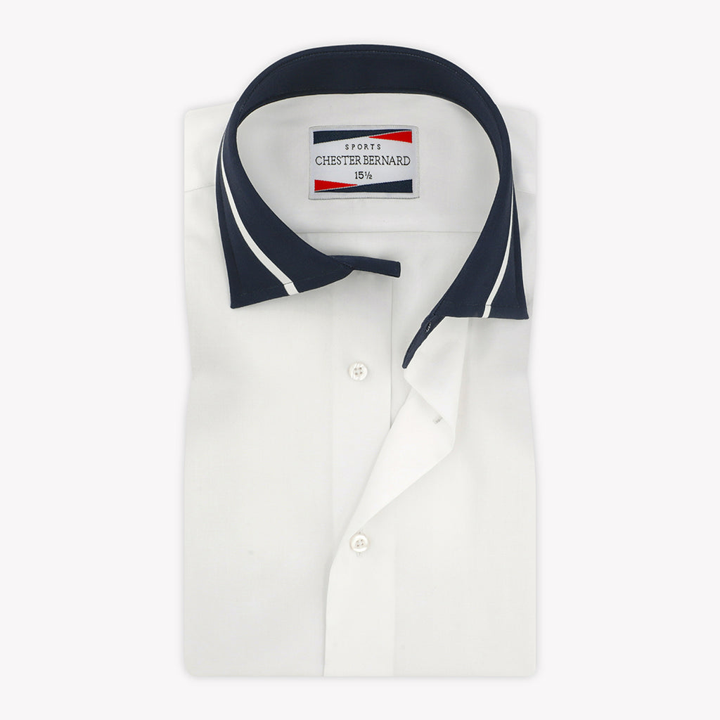 Iconic Navy Blue Collared White Formal Shirt For Mens 1
