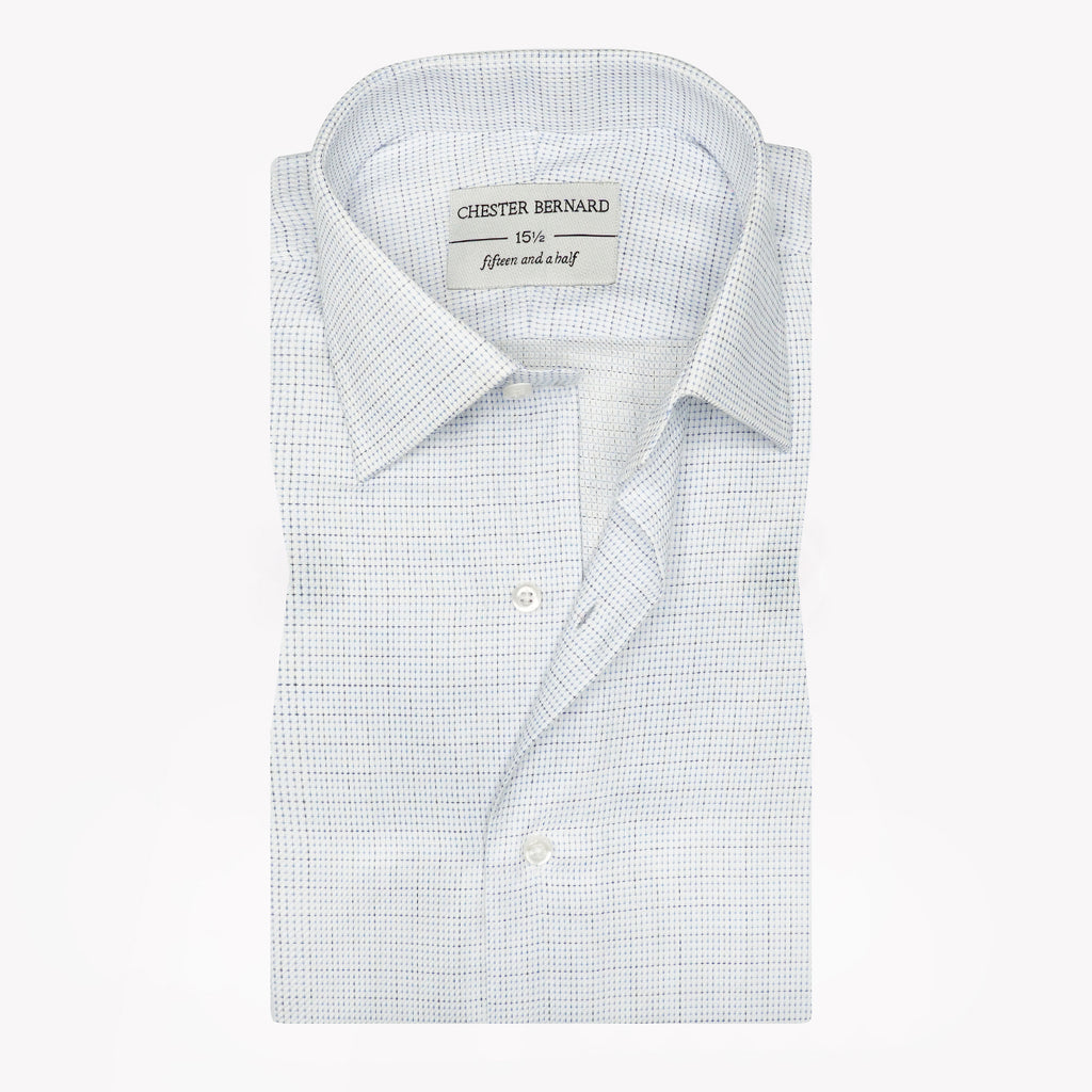 Textured White Micro-Check Shirt OL-515