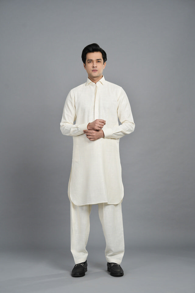 OFFWhite Jute Linen Shalwar Kameez SQ-428 (1A)