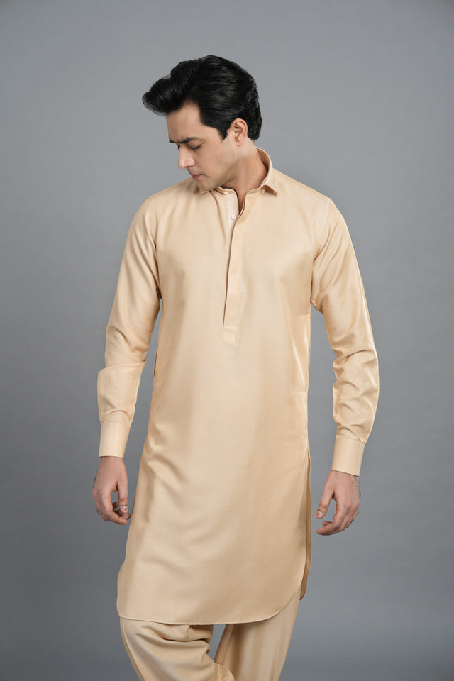 Camal Stone Wash Shalwar Kameez with Premium Cotton inlay SQ5