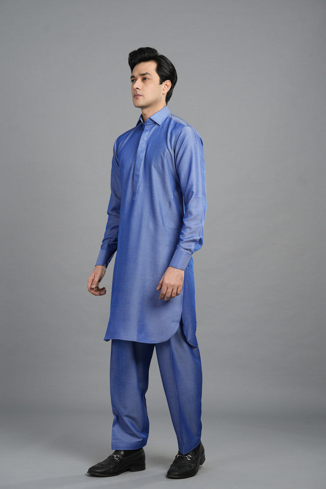 Cornflower Blue Light Inlay Shalwar Kameez SQ7
