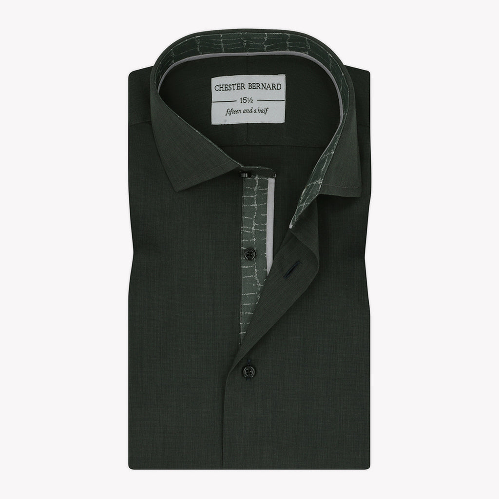 Khaki Green Stone Print Casual Shirt For Mens 1