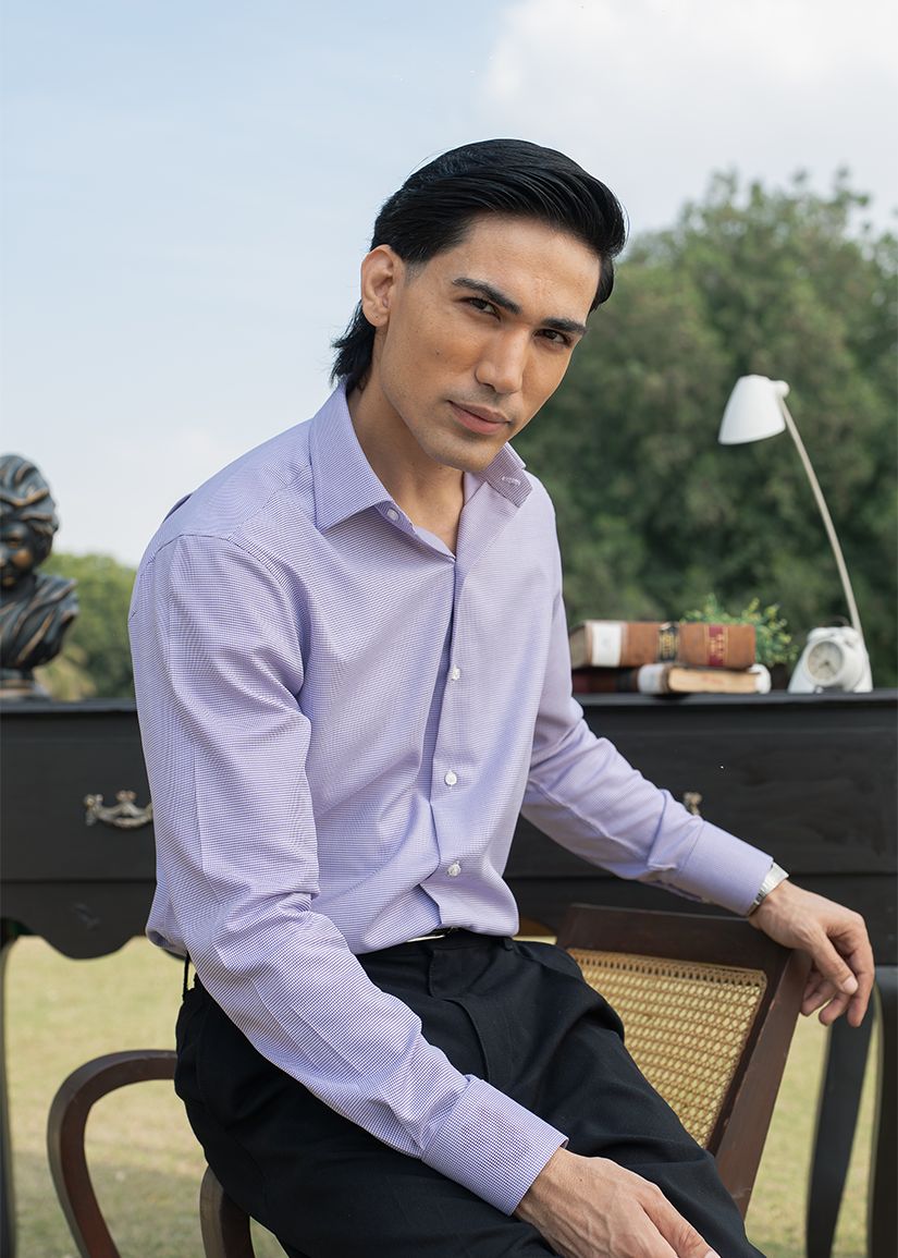 Lilac Jacquard Formal Shirt