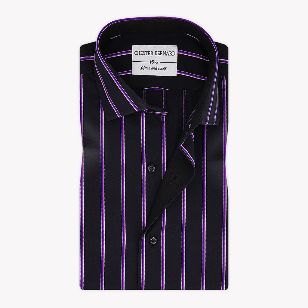 Midnight Black Purple Self Stripes OL-110PB