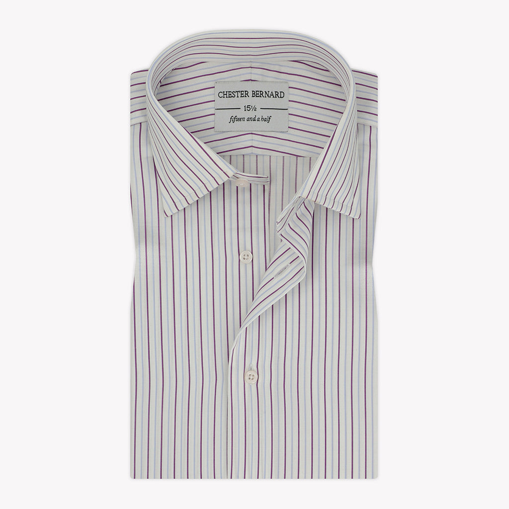 Magenta Multi Stripe Formal Shirt For Mens 1