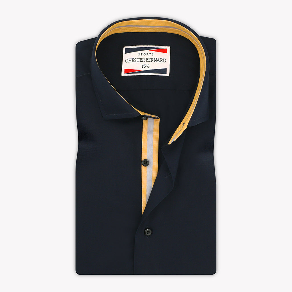 Midnight Blue with Yellow and Grey Inlay Shirt For Mens 1