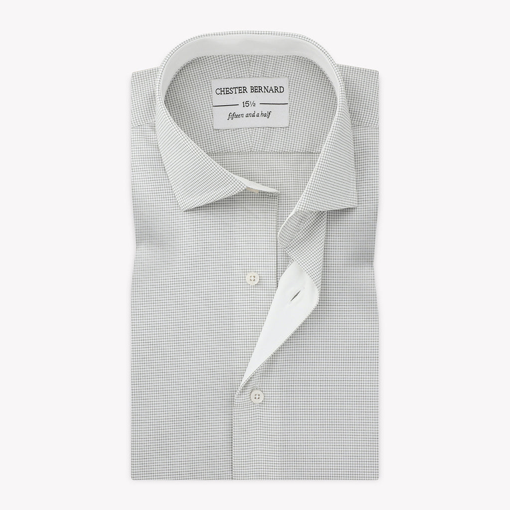 Grey Micro Checks Poplin Casual Shirt with White Inlay 101/37