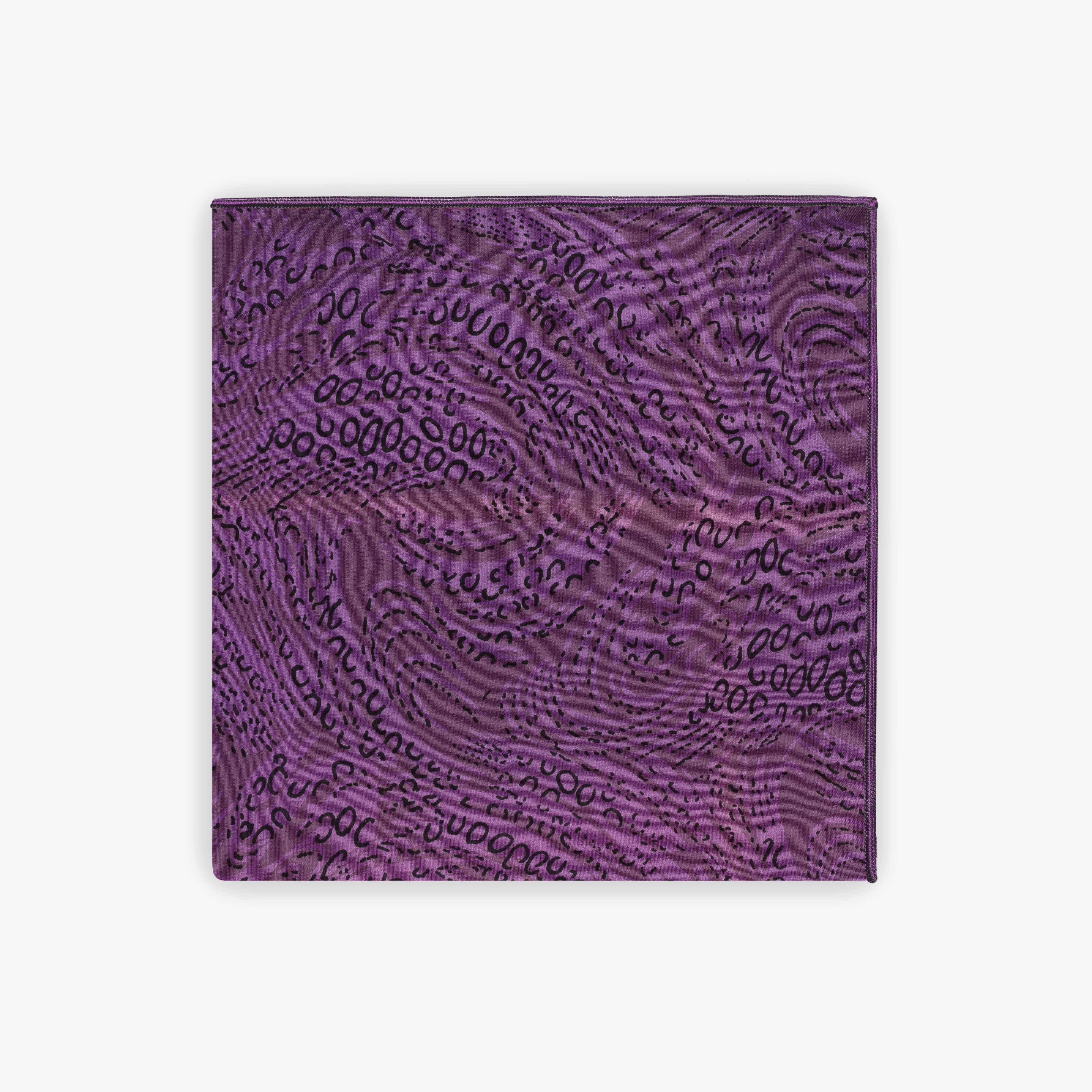 Purple Printed Silk Pocket Square