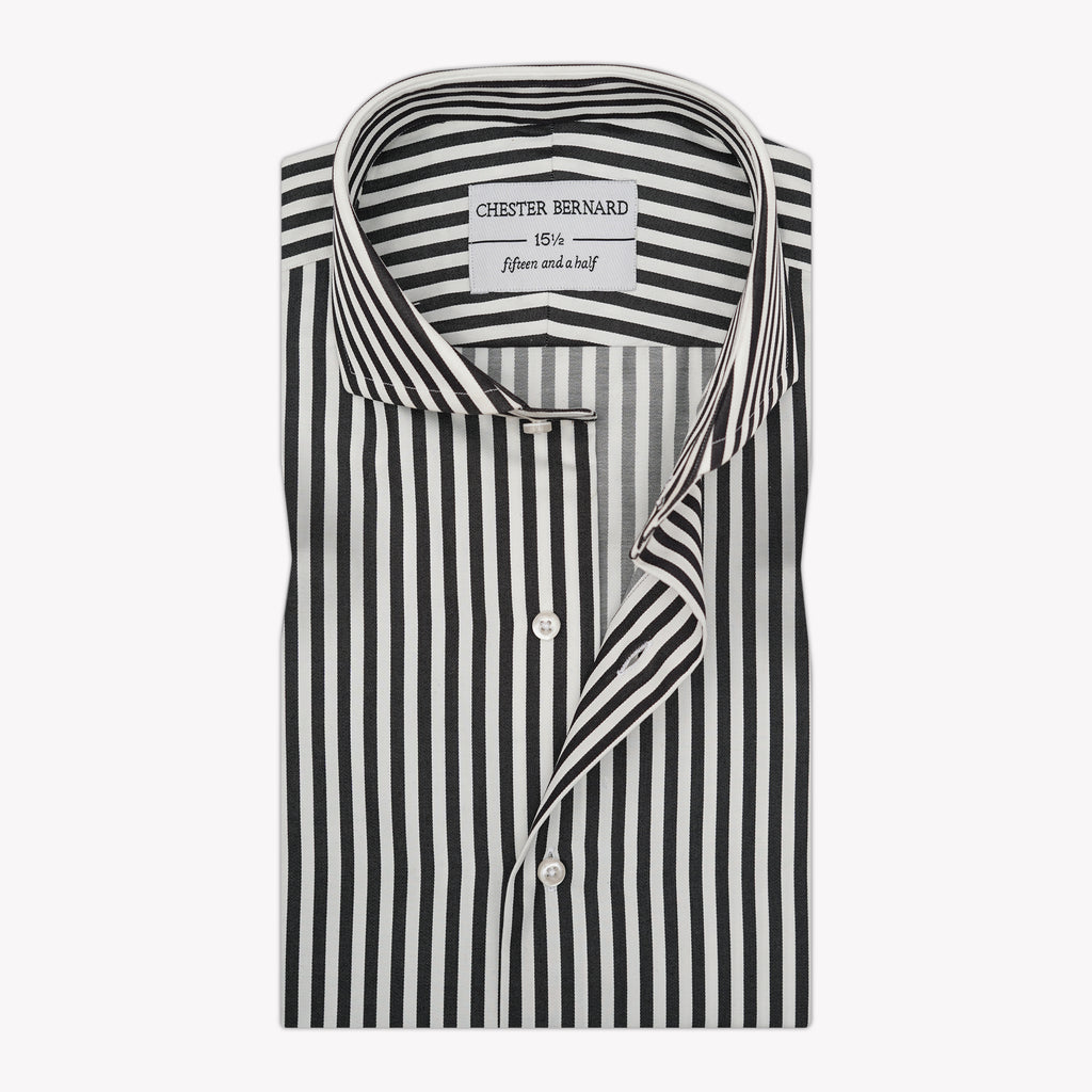 Black & White Striped Formal Shirt  OL-608