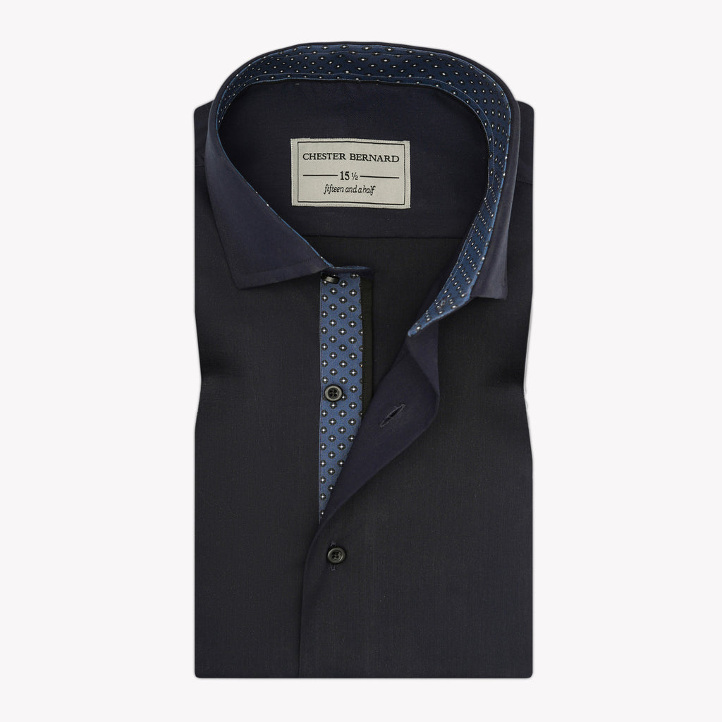 Midnight Navy INLAY  Detail Formal Shirt OL-622