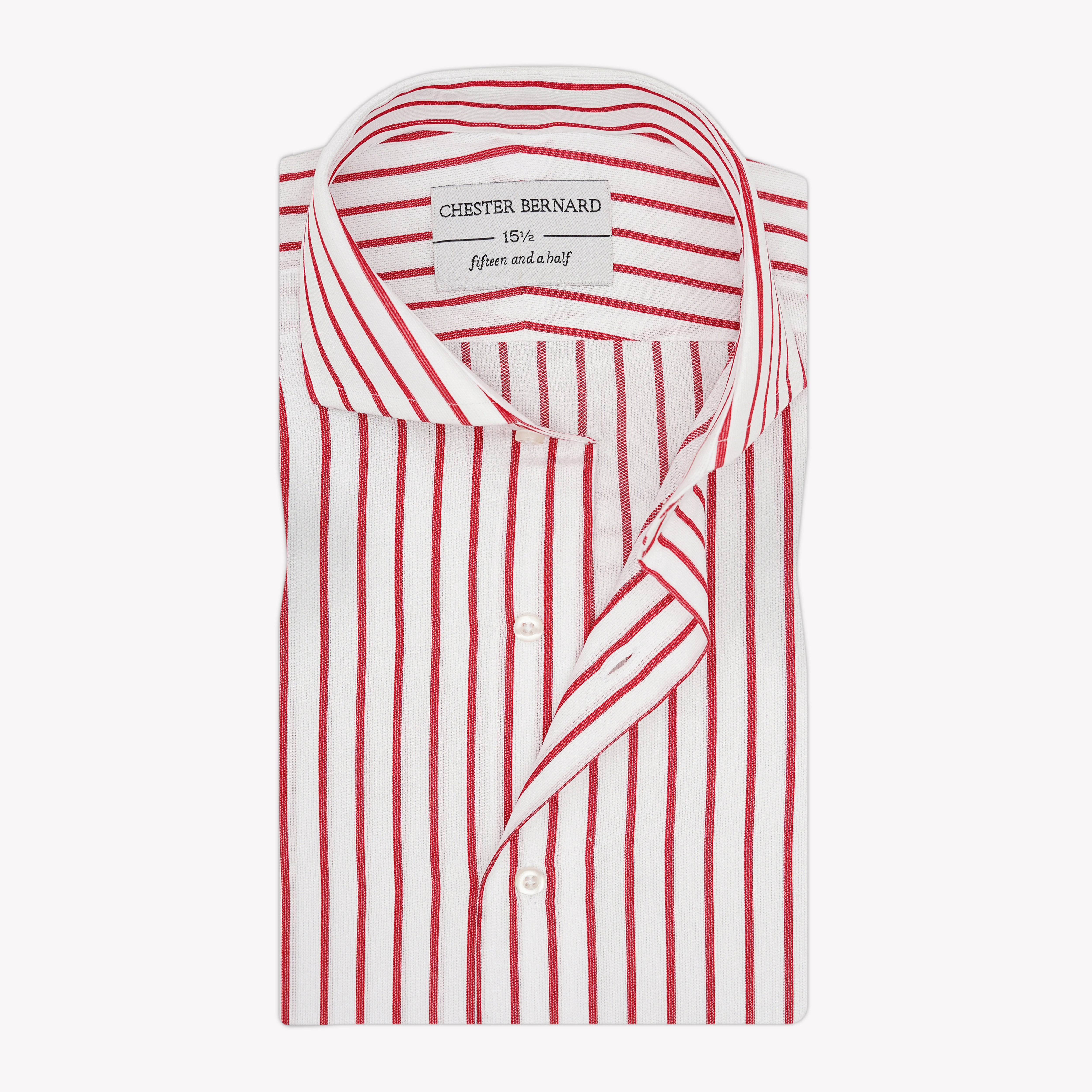 White & Red Vertical Stripe Formal Shirt OL-621