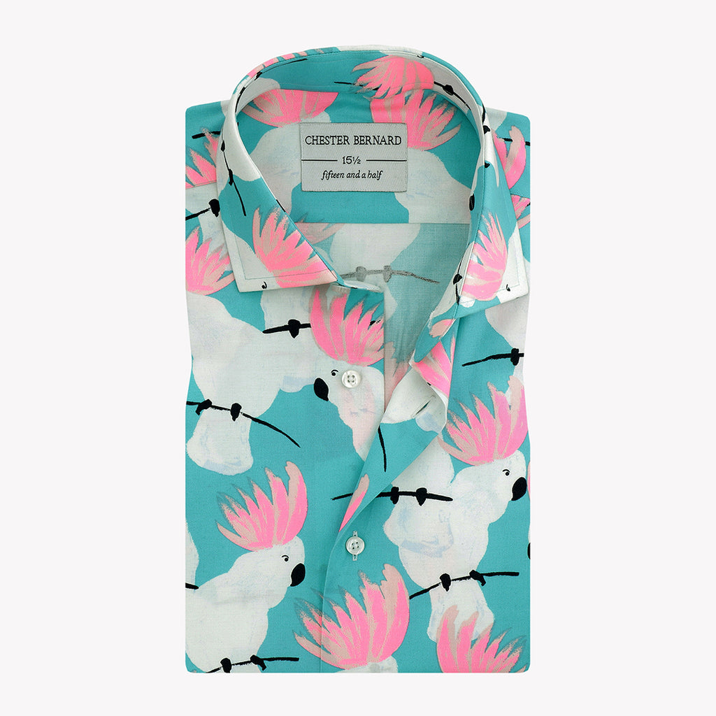 Parrots Print In Poplin Casual Shirt For Mens 1