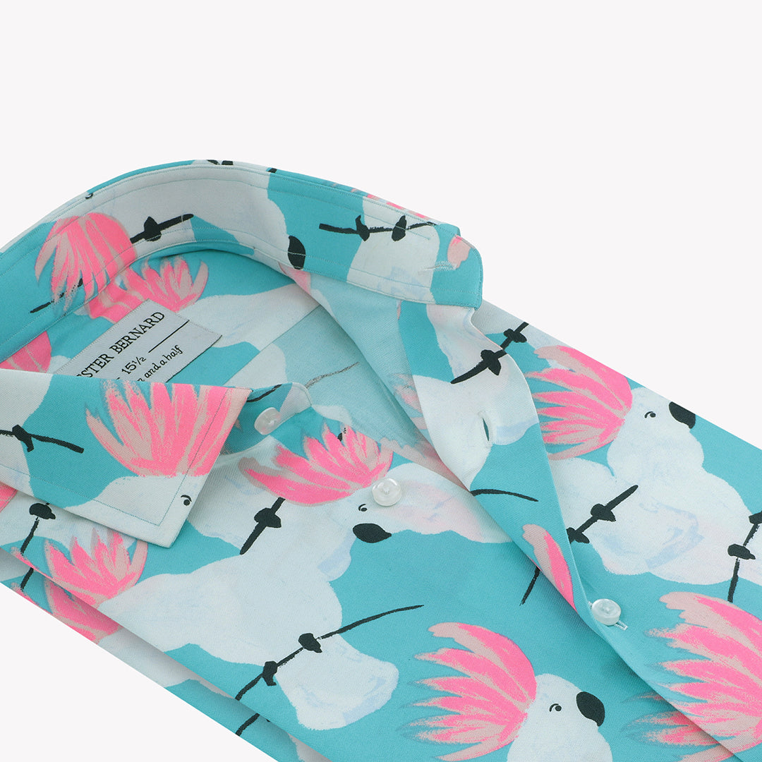 Parrots Print In Poplin Casual Shirt For Mens 2