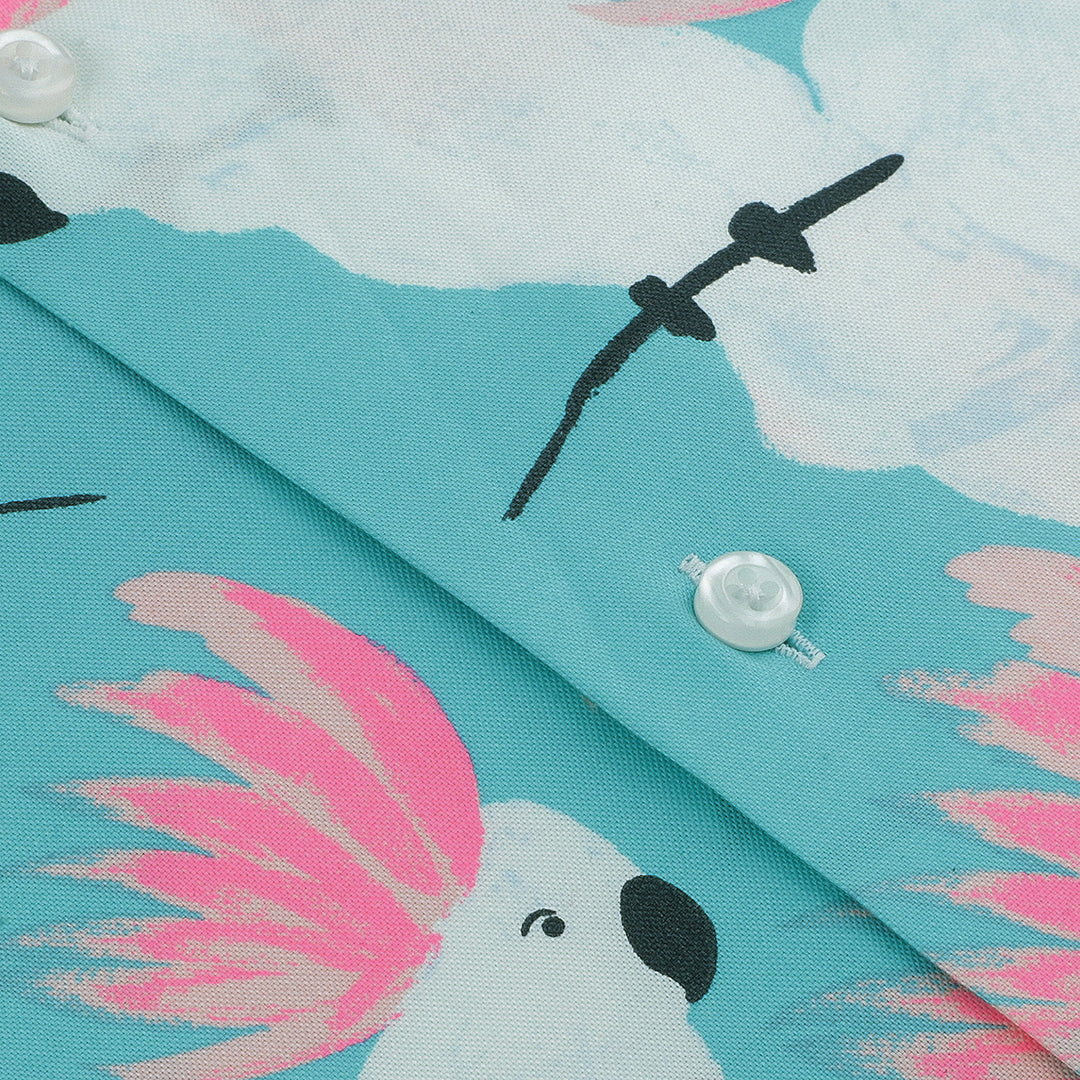 Parrots Print In Poplin Casual Shirt For Mens 3